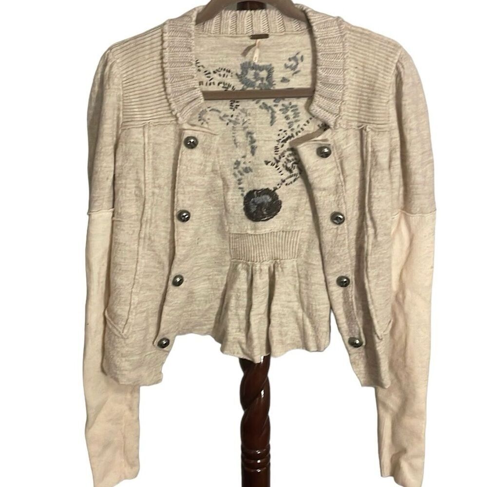 Free People Cream Cardigan Sweater